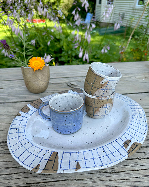 Mini Espresso Mugs in Speckled Blue Wash